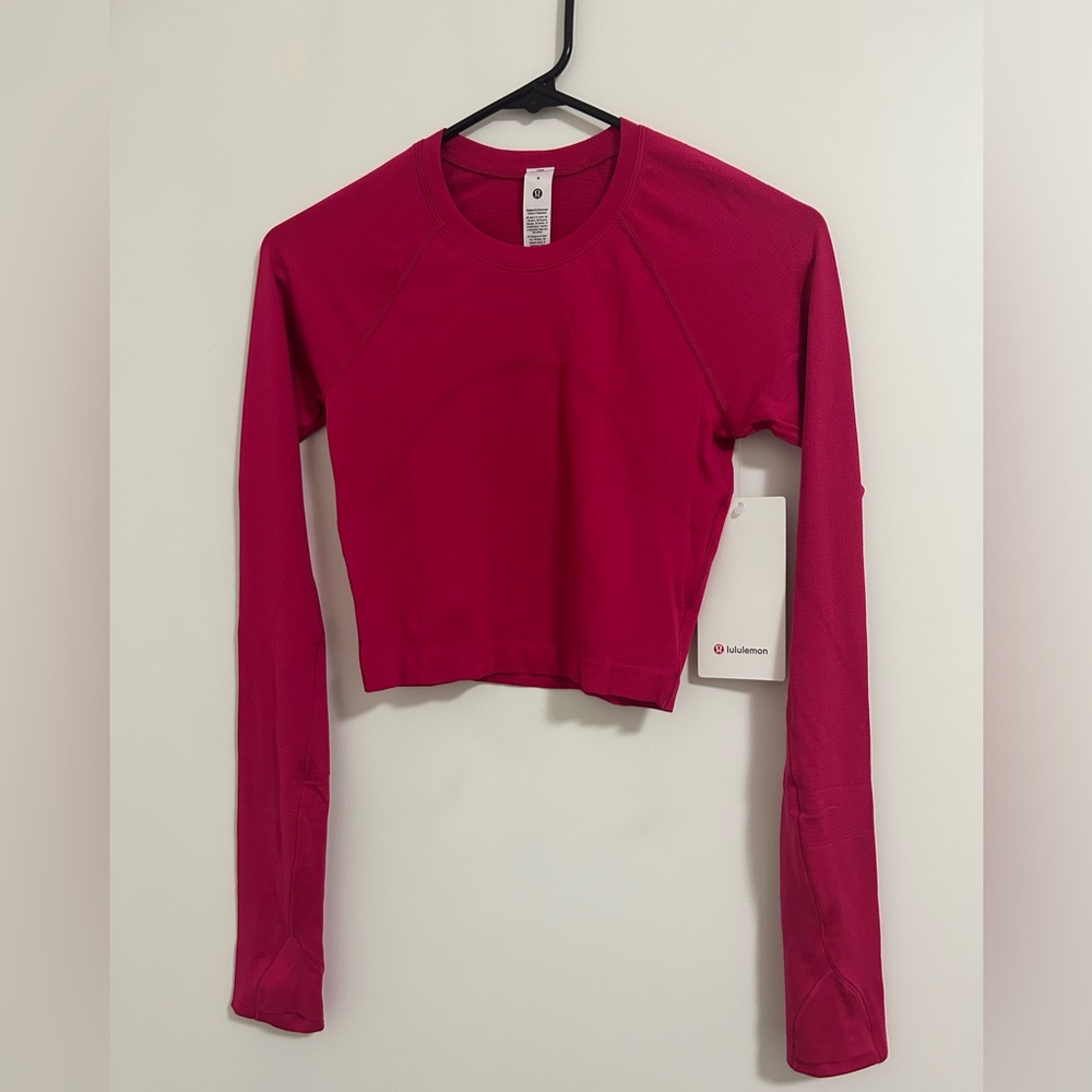 BRAND NEW Lululemon Swiftly Tech Cropped Long Sleeve 2.0 Pink Peony Size 4 NWT